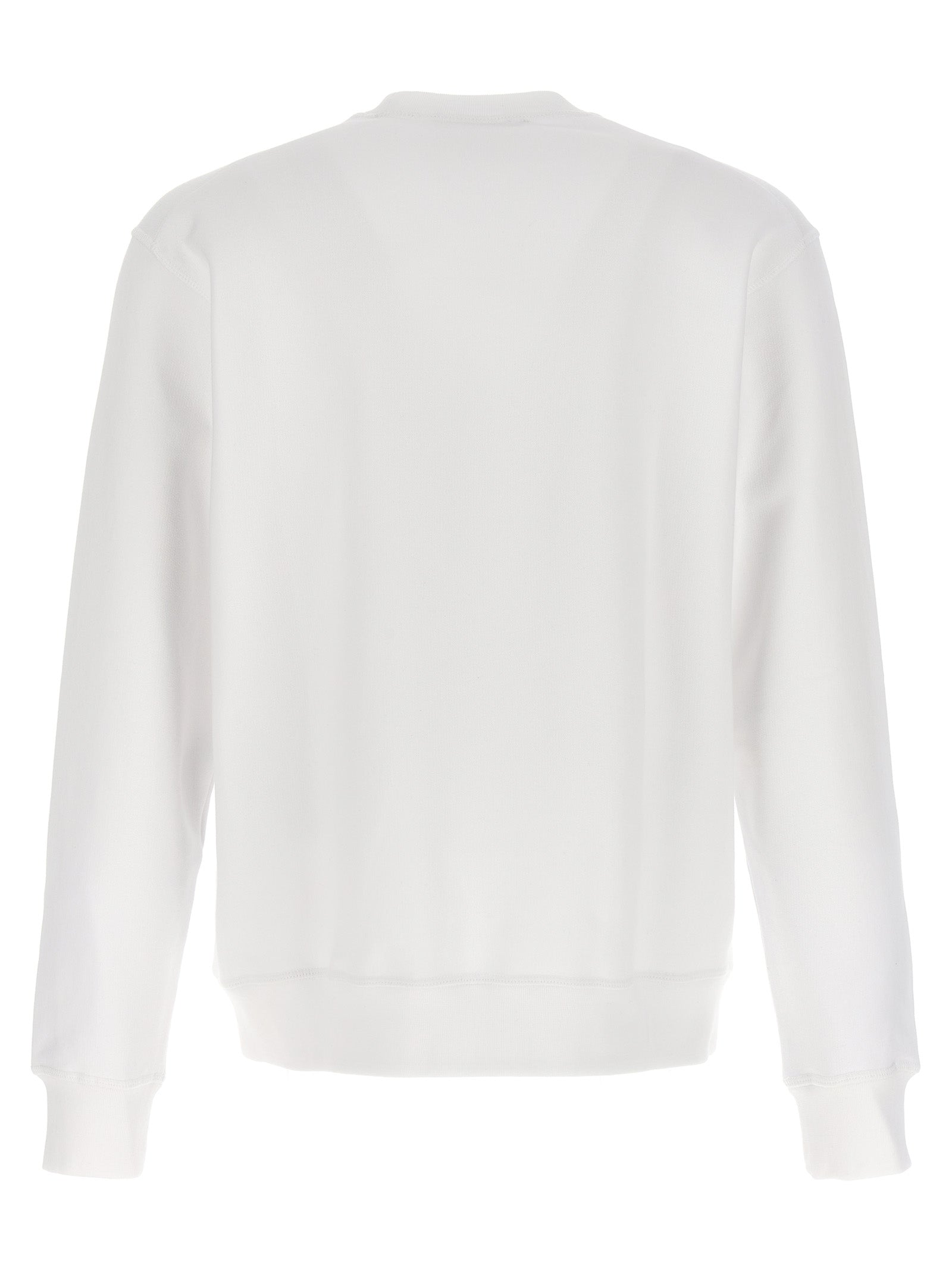 Sweatshirt by Dsquared² for men in cotton white & print showcases a slouchy chic silhouette, artfully detailed with a slouchy chic and for a slouchy chic finish.