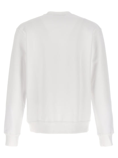 Sweatshirt by Dsquared² for men in cotton white & print showcases a slouchy chic silhouette, artfully detailed with a slouchy chic and for a slouchy chic finish.