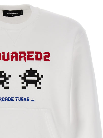 Sweatshirt by Dsquared² for men in cotton white & print features an exquisite silhouette, showcasing and details for a exquisite look.