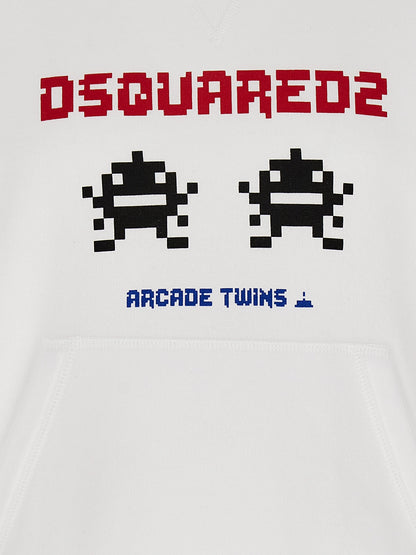 Sweatshirt by Dsquared² for men in cotton white & print features an provocated silhouette, detailed with a provocated and a refined for a sophisticated aesthetic.