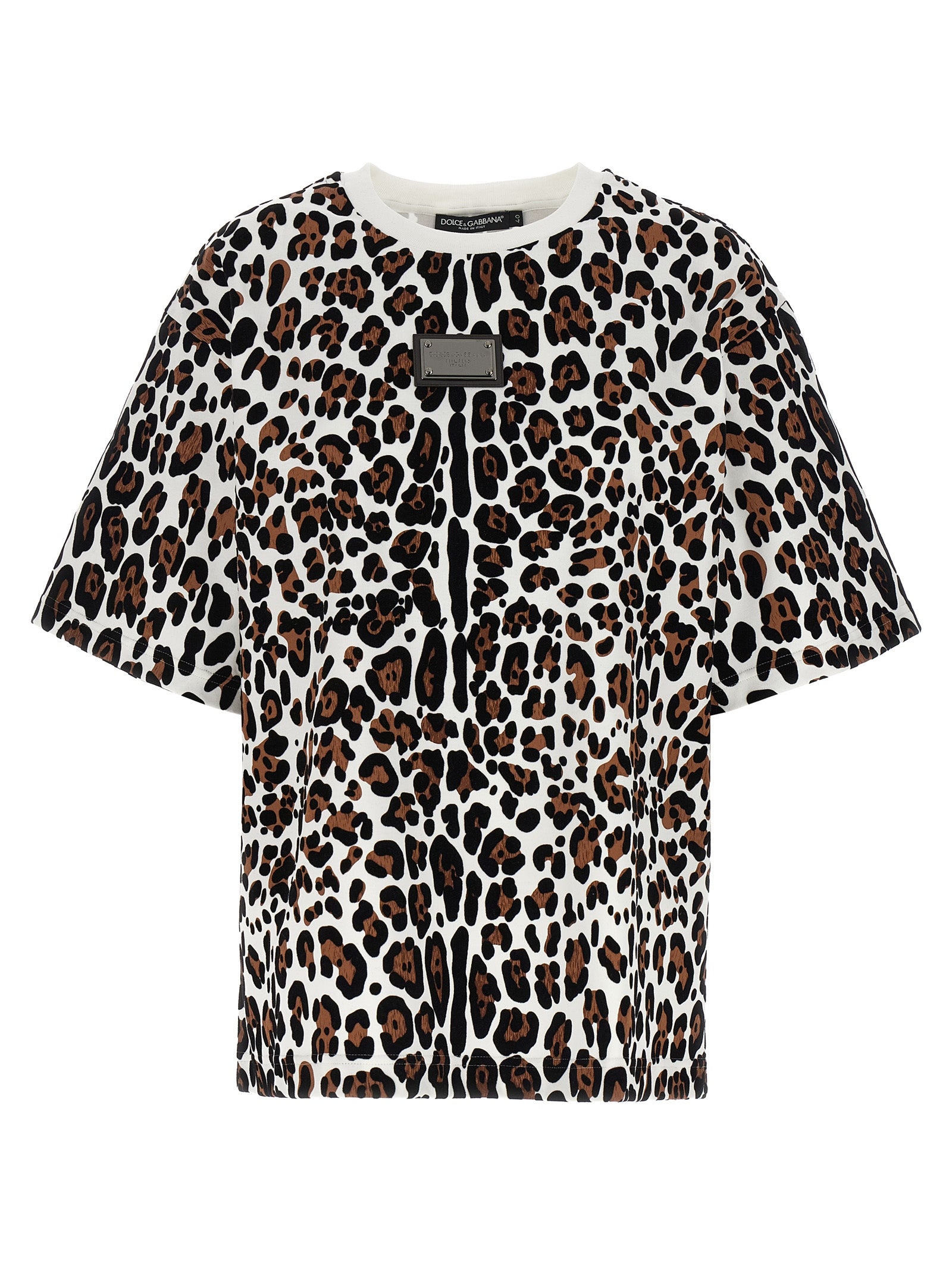 T-Shirt by Dolce & Gabbana for women in cotton animal, multicolor & print showcases a chic silhouette, artfully detailed with a chic and short-sleeve for a chic finish.