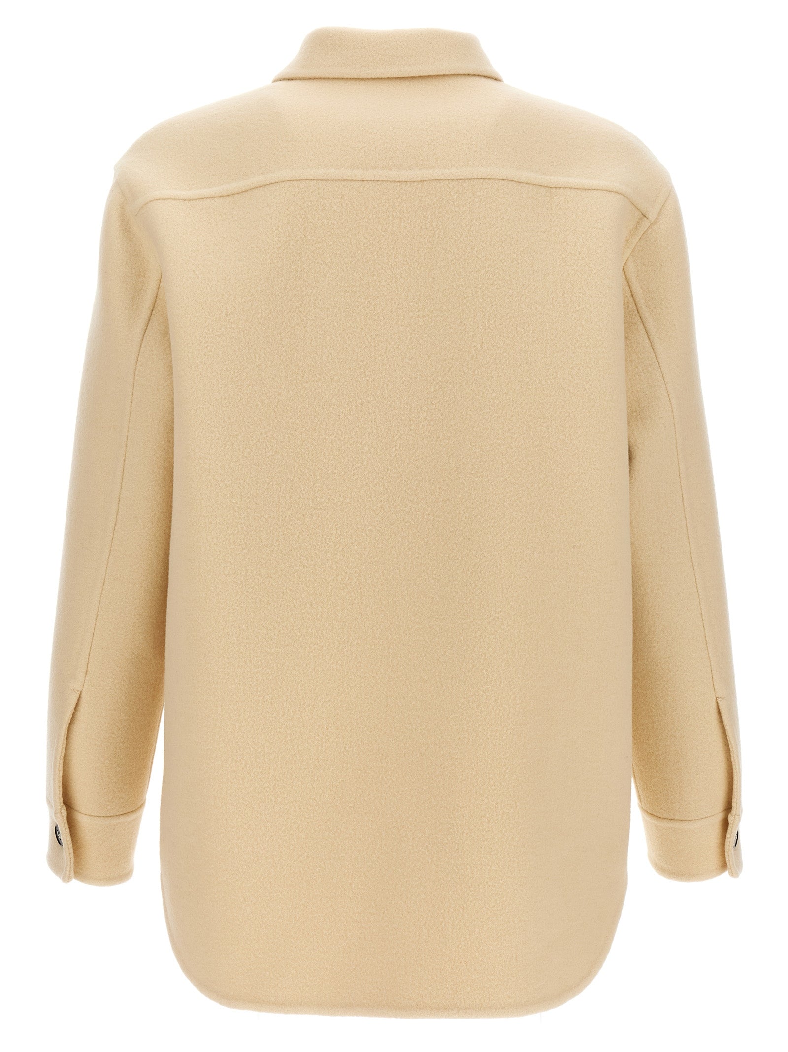Overcoat by Jil Sander for men in virgin wool beige features a cosy chic silhouette, artfully detailed with a sophisticated and premium pockets for a cosy chic finish.