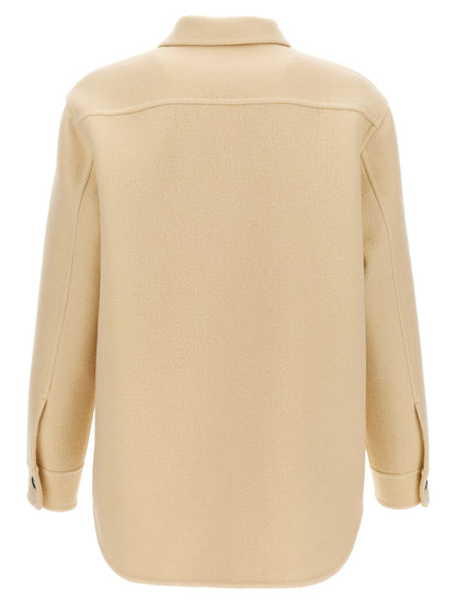 Overcoat by Jil Sander for men in virgin wool beige features a cosy chic silhouette, artfully detailed with a sophisticated and premium pockets for a cosy chic finish.