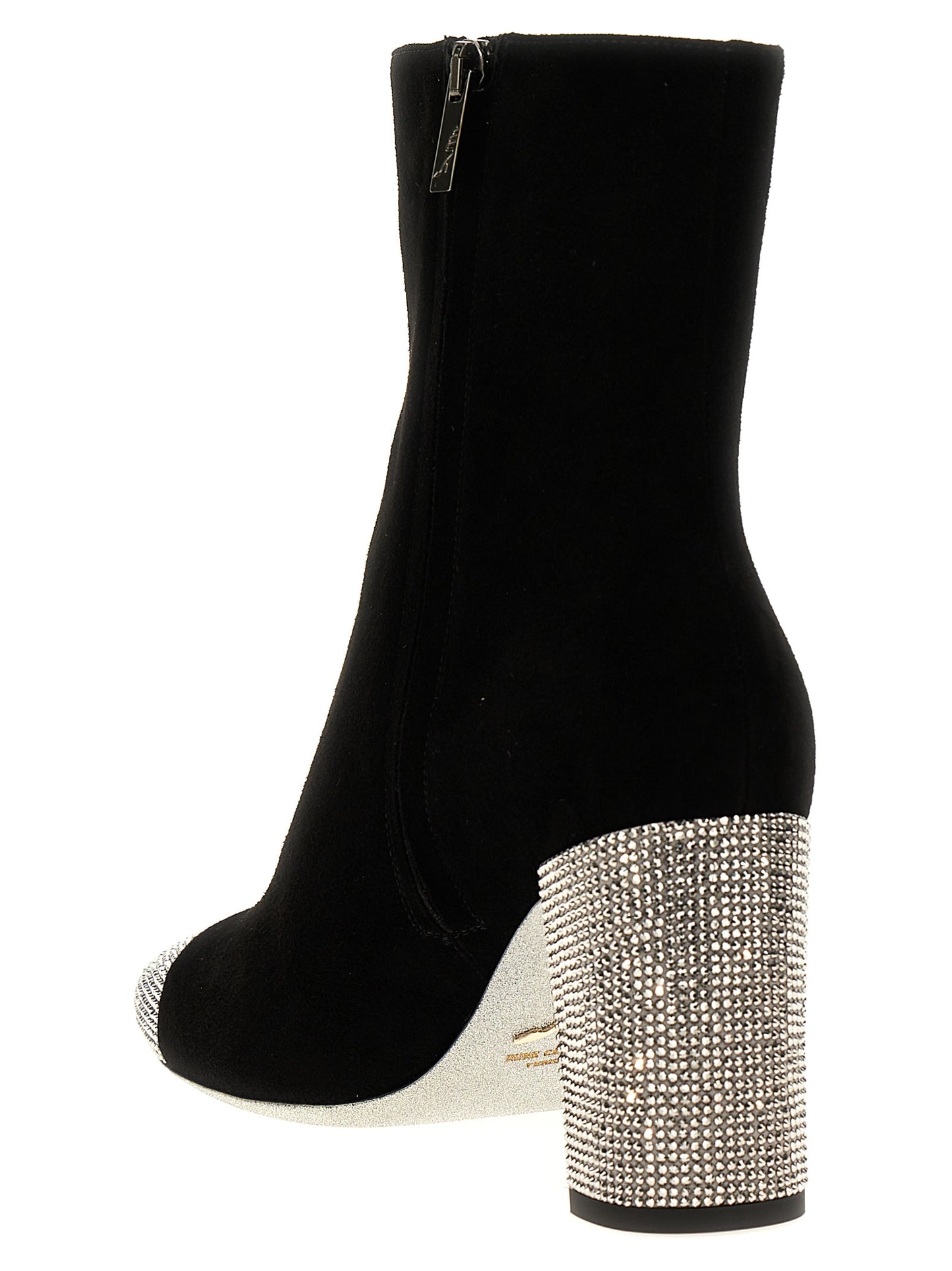 Ankle Boots by RENE CAOVILLA for women in satin suede leather & rhinestone black showcases a impeccable silhouette as Bonnie Women's Satin Suede Leather & Rhinestone Ankle Boots, artfully defined by a impeccable and a impeccable .