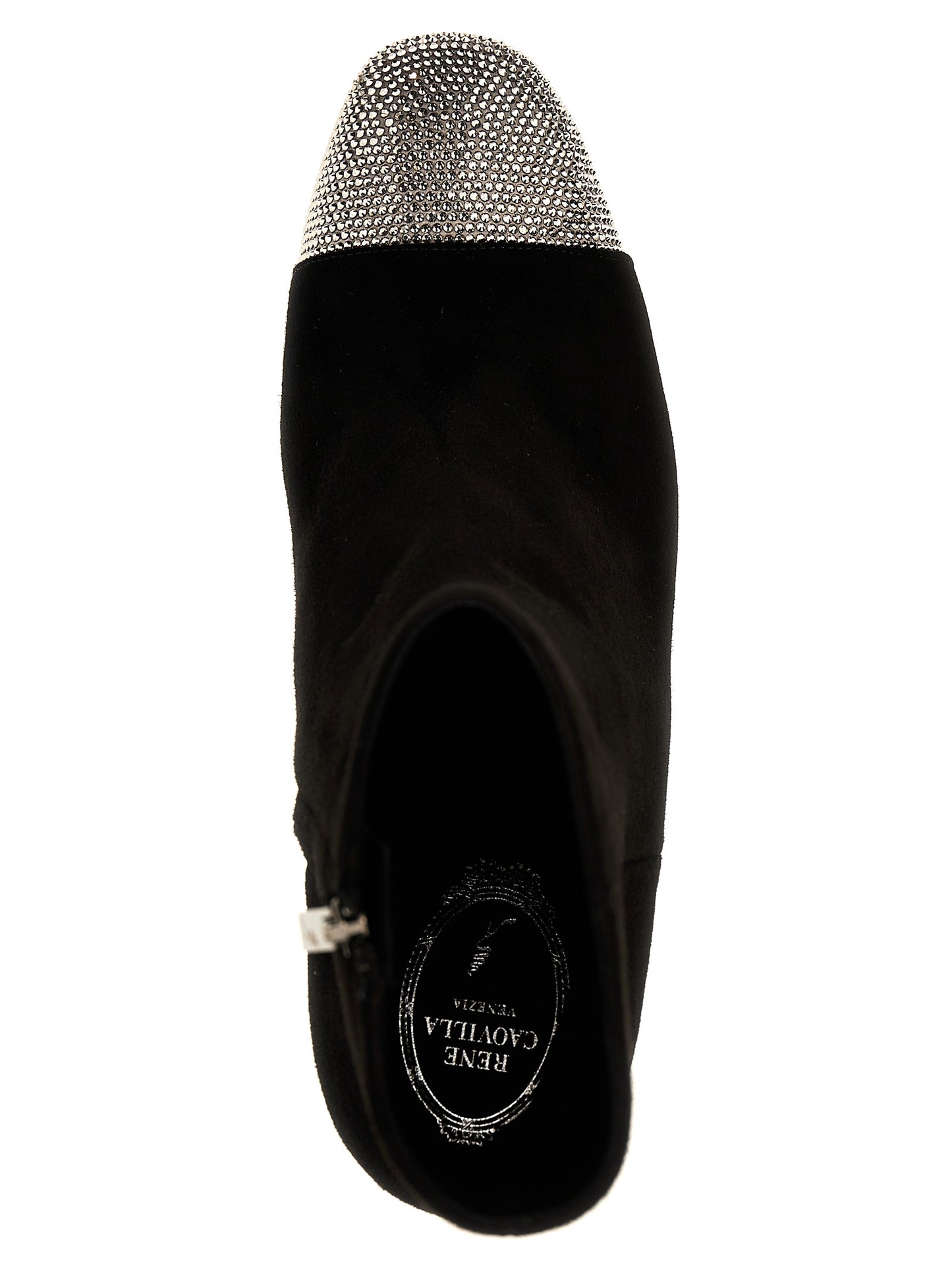 Ankle Boots by RENE CAOVILLA for women in satin suede leather & rhinestone black features an high-performance silhouette, showcasing the sophisticated design of the Bonnie Women's Satin Suede Leather & Rhinestone Ankle Boots with a and a refined .