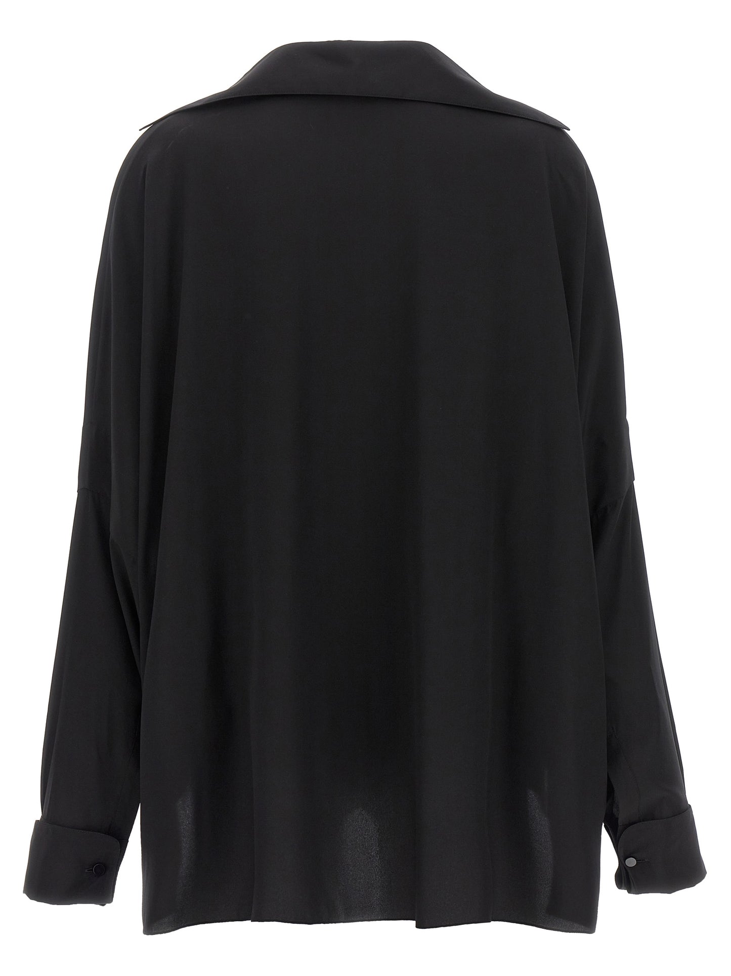 Blouse by Tom Ford for women in silk crepe black presents a discerning silhouette, showcasing a sophisticated and for a truly discerning finish.