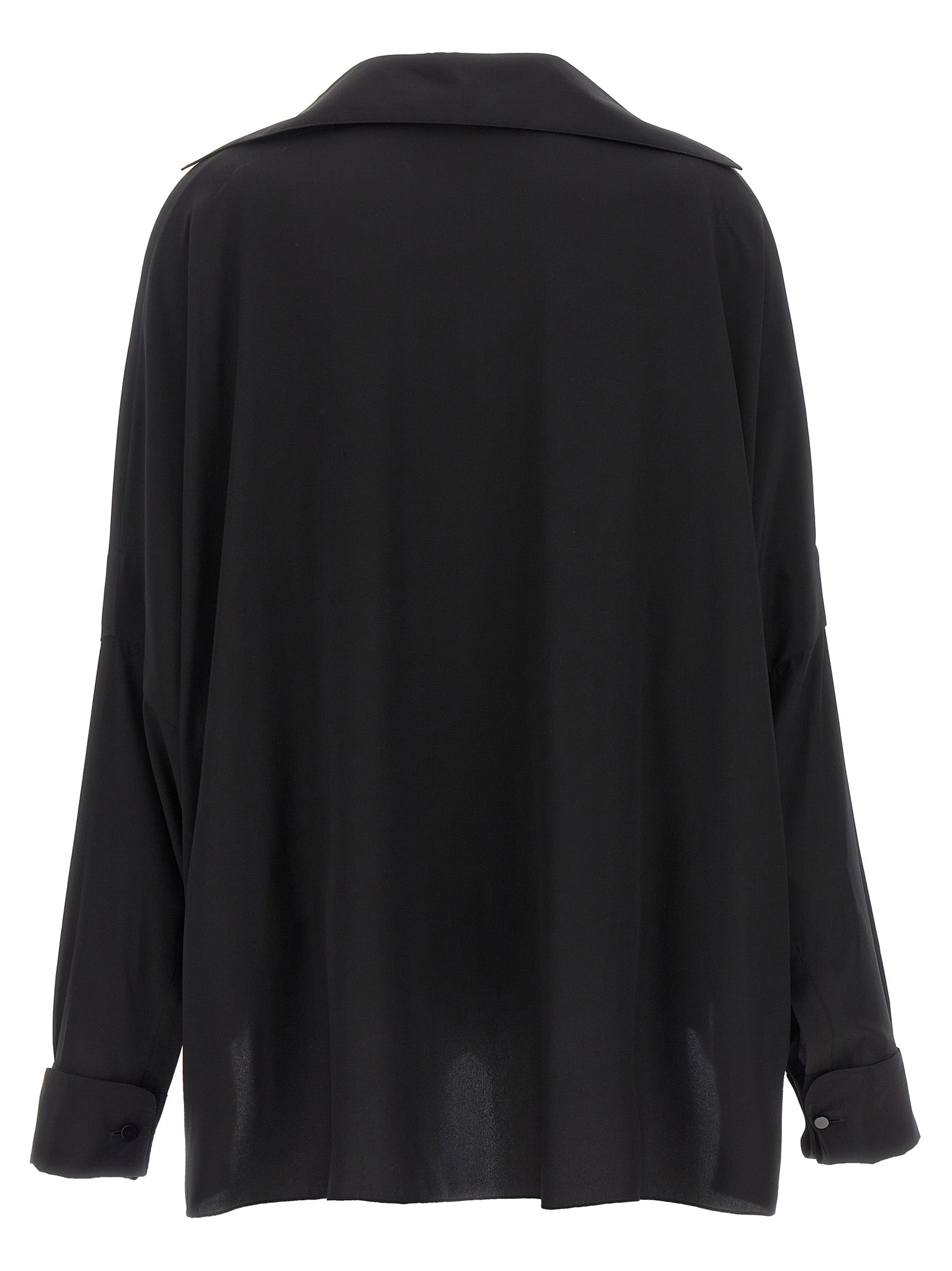 Blouse by Tom Ford for women in silk crepe black presents a discerning silhouette, showcasing a sophisticated and for a truly discerning finish.