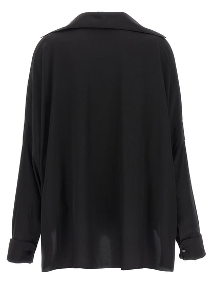 Blouse by Tom Ford for women in silk crepe black presents a discerning silhouette, showcasing a sophisticated and for a truly discerning finish.