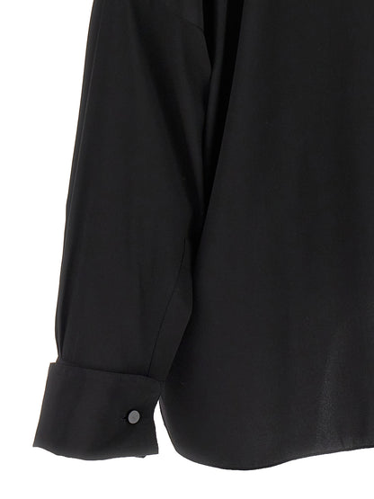 Blouse by Tom Ford for women in silk crepe black showcases a sleek silhouette, elegantly detailed with a sleek and for a sleek finish.
