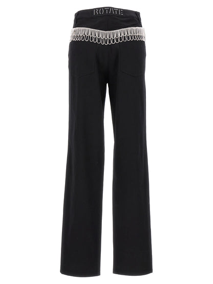 Jeans by ROTATE BIRGER CHRISTENSEN for women in organic cotton denim & sequins black features an sartorial and long with a high rise cut for a sartorial finish.