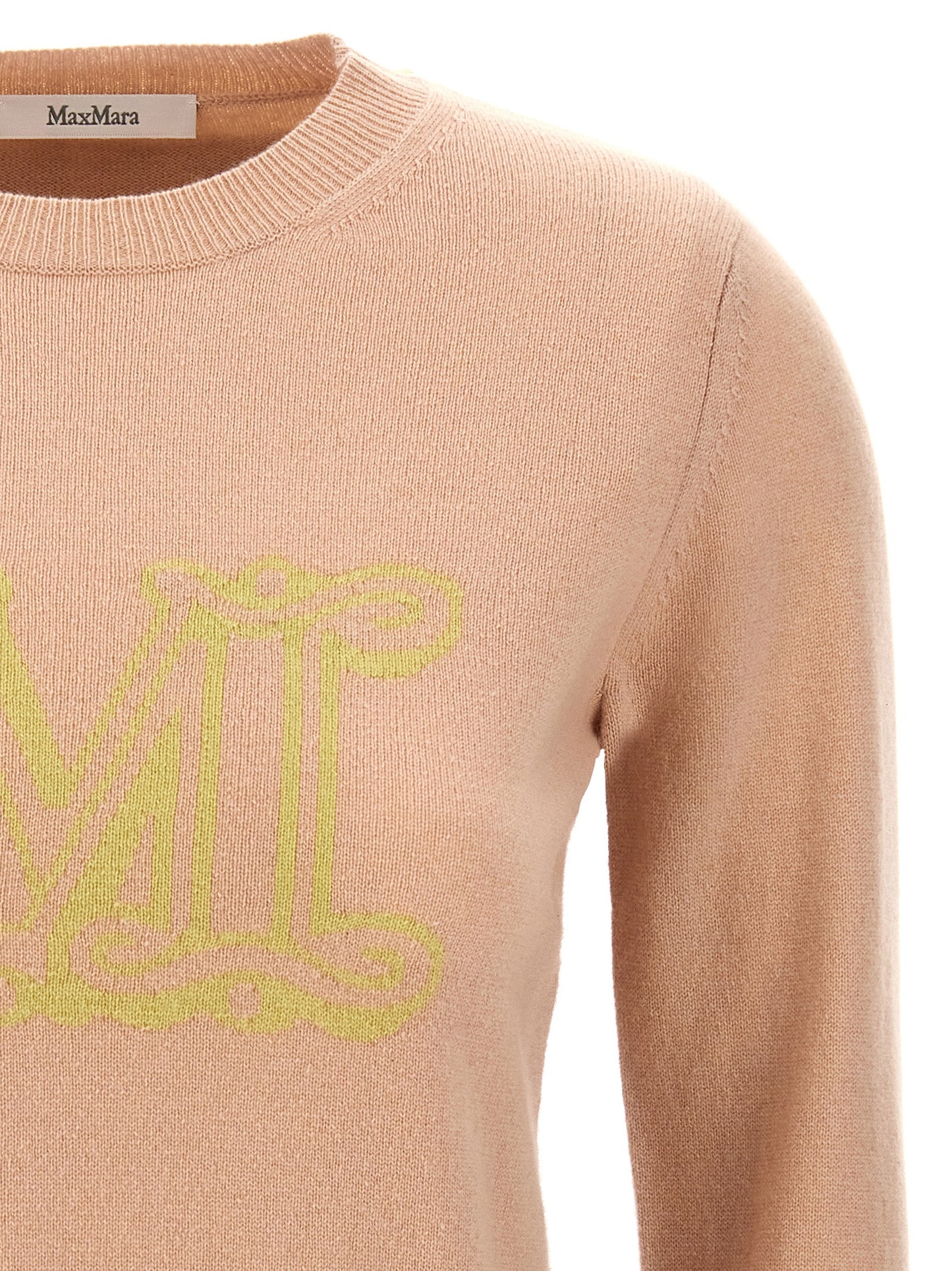 Cardigan by Max Mara for women in cashmere multicolor & pink features an impeccable silhouette, showcasing a sophisticated crew neckline and detail for a truly impeccable finish.