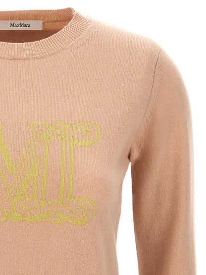 Cardigan by Max Mara for women in cashmere multicolor & pink features an impeccable silhouette, showcasing a sophisticated crew neckline and detail for a truly impeccable finish.