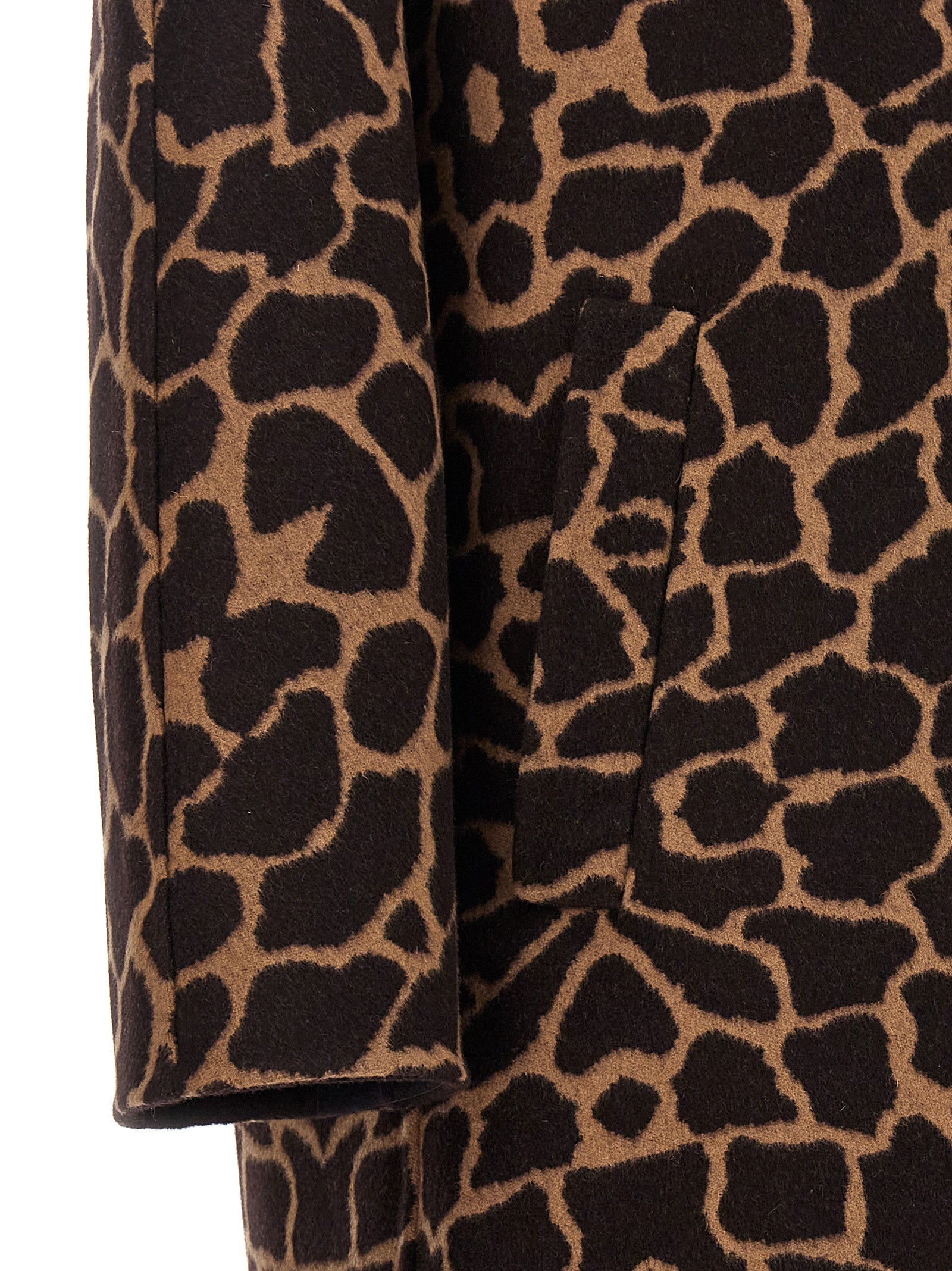 Overcoat by Max Mara for women in virgin wool brown, patterned & jacquard features an satoral silhouette, showcasing a sophisticated and satoral pockets for a premium, timeless look.