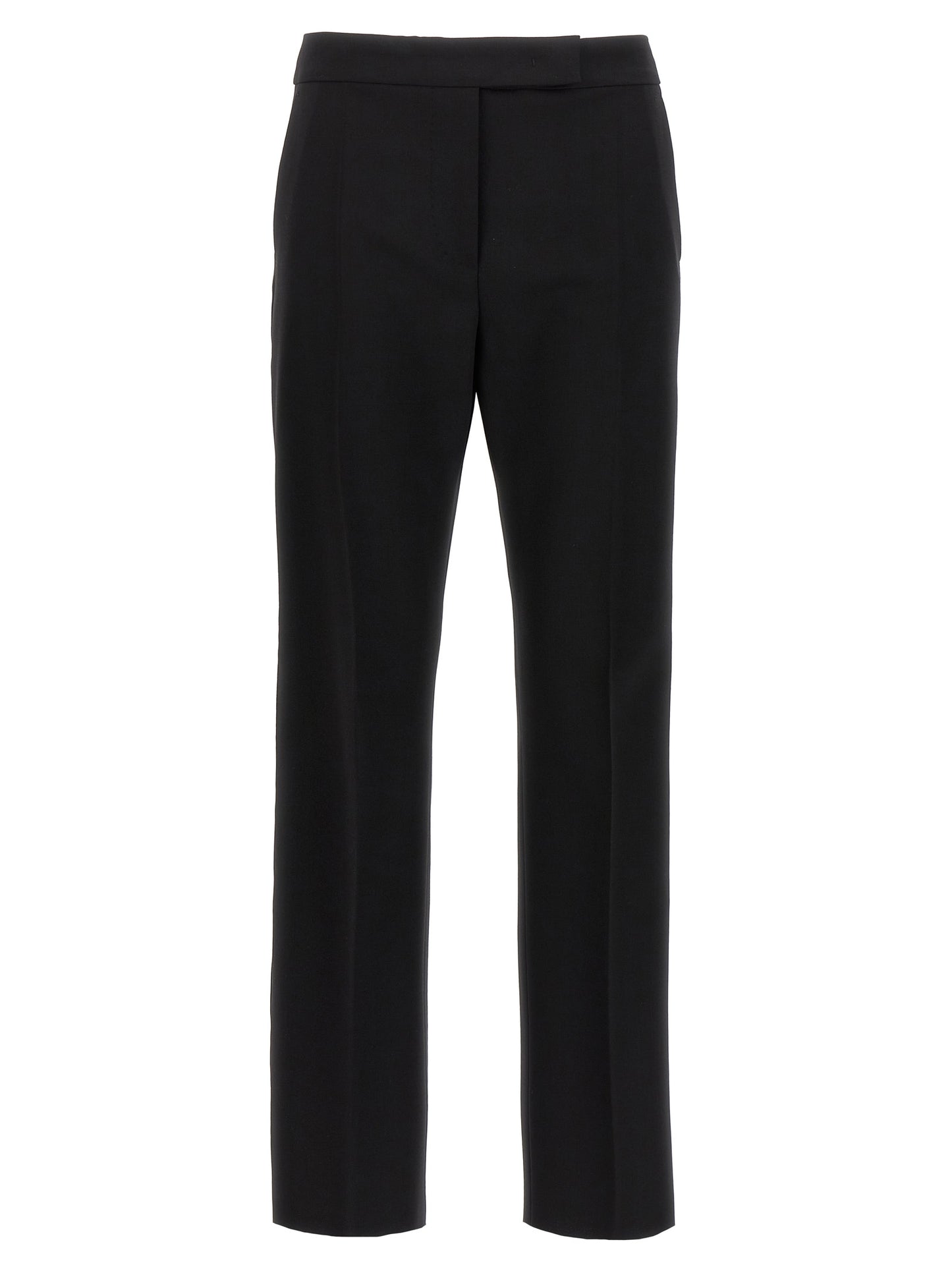 Trousers by Max Mara for women in satin mohair virgin wool black presents a perennial silhouette, meticulously tailored with a cut, long finish, and an elegant .