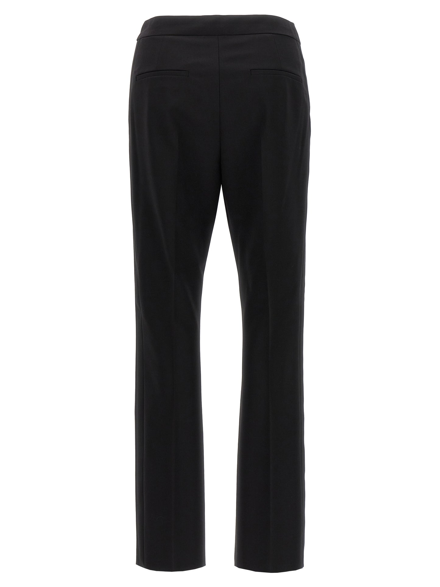 Trousers by Max Mara for women in satin mohair virgin wool black features a artisanal silhouette, showcasing a sophisticated with a long and for a artisanal finish.