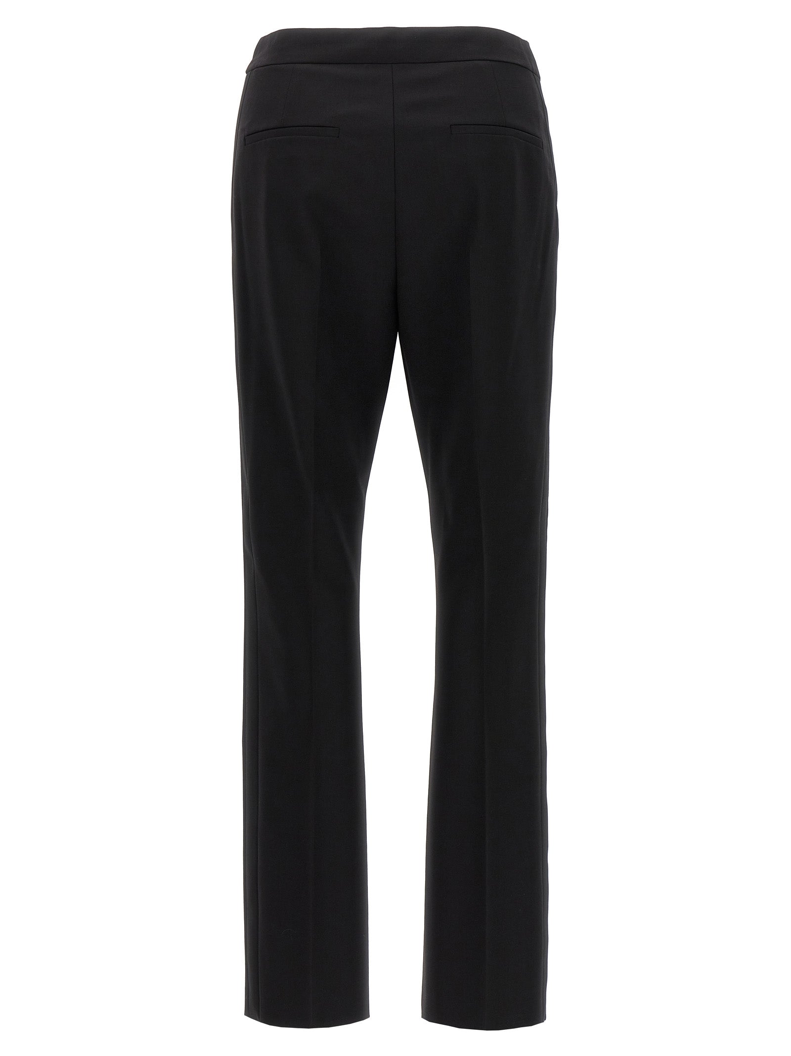 Trousers by Max Mara for women in satin mohair virgin wool black features a artisanal silhouette, showcasing a sophisticated with a long and for a artisanal finish.