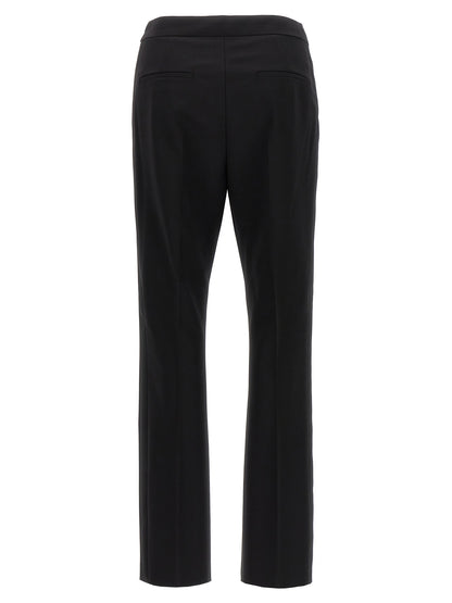 Trousers by Max Mara for women in satin mohair virgin wool black features a artisanal silhouette, showcasing a sophisticated with a long and for a artisanal finish.