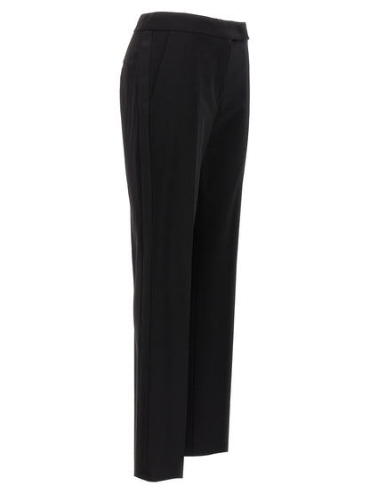 Trousers by Max Mara for women in satin mohair virgin wool black features an on trend silhouette, showcasing a sophisticated with a long and for an on trend finish.