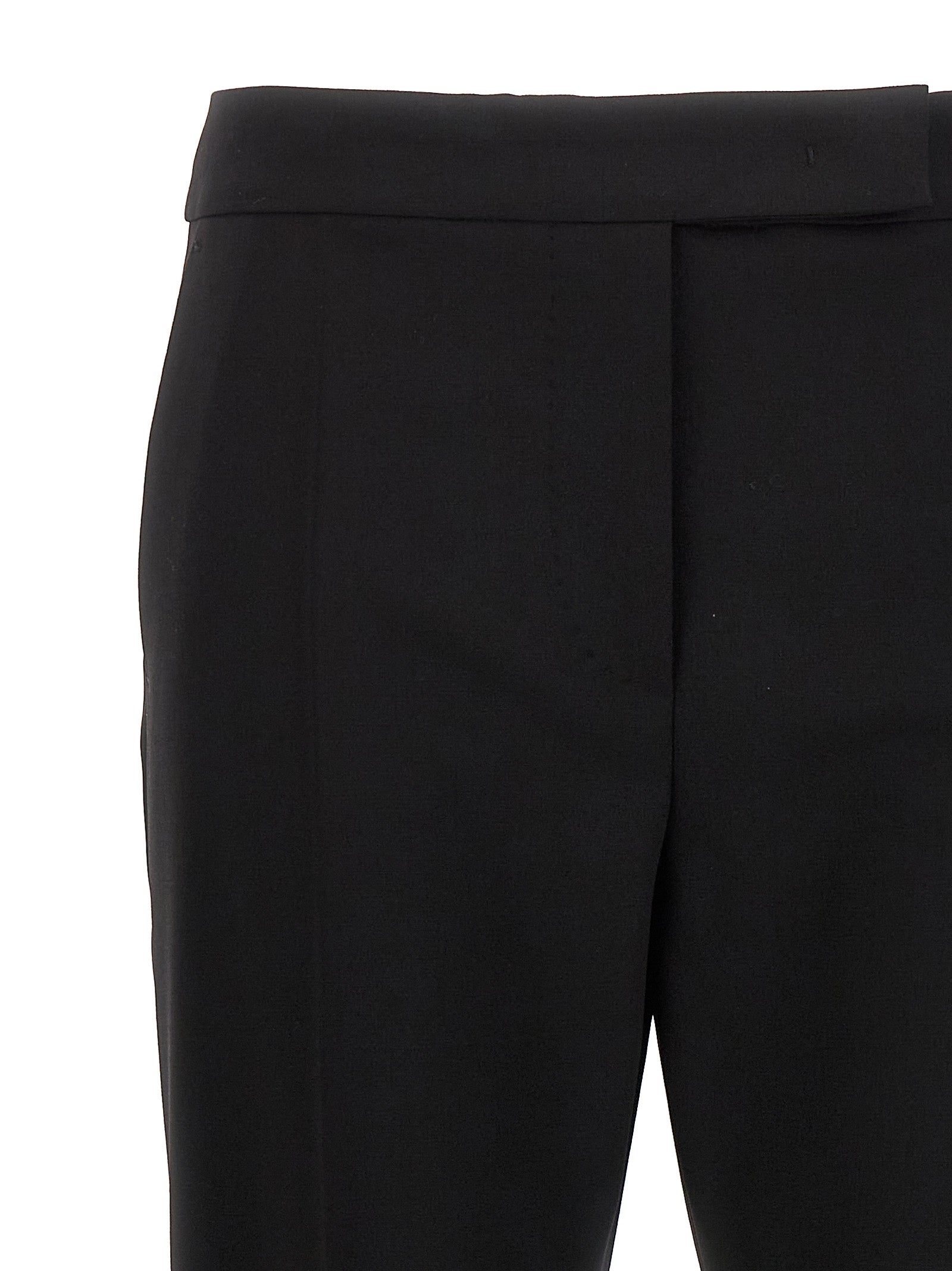 Trousers by Max Mara for women in satin mohair virgin wool black features a tailored silhouette with a tailored , defined by its long and a sophisticated .