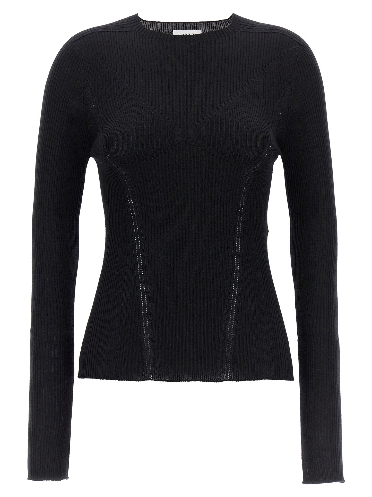 Cardigan by Lanvin for women in cashmere silk black features an impeccable silhouette, showcasing a sophisticated and detail for a truly impeccable finish.