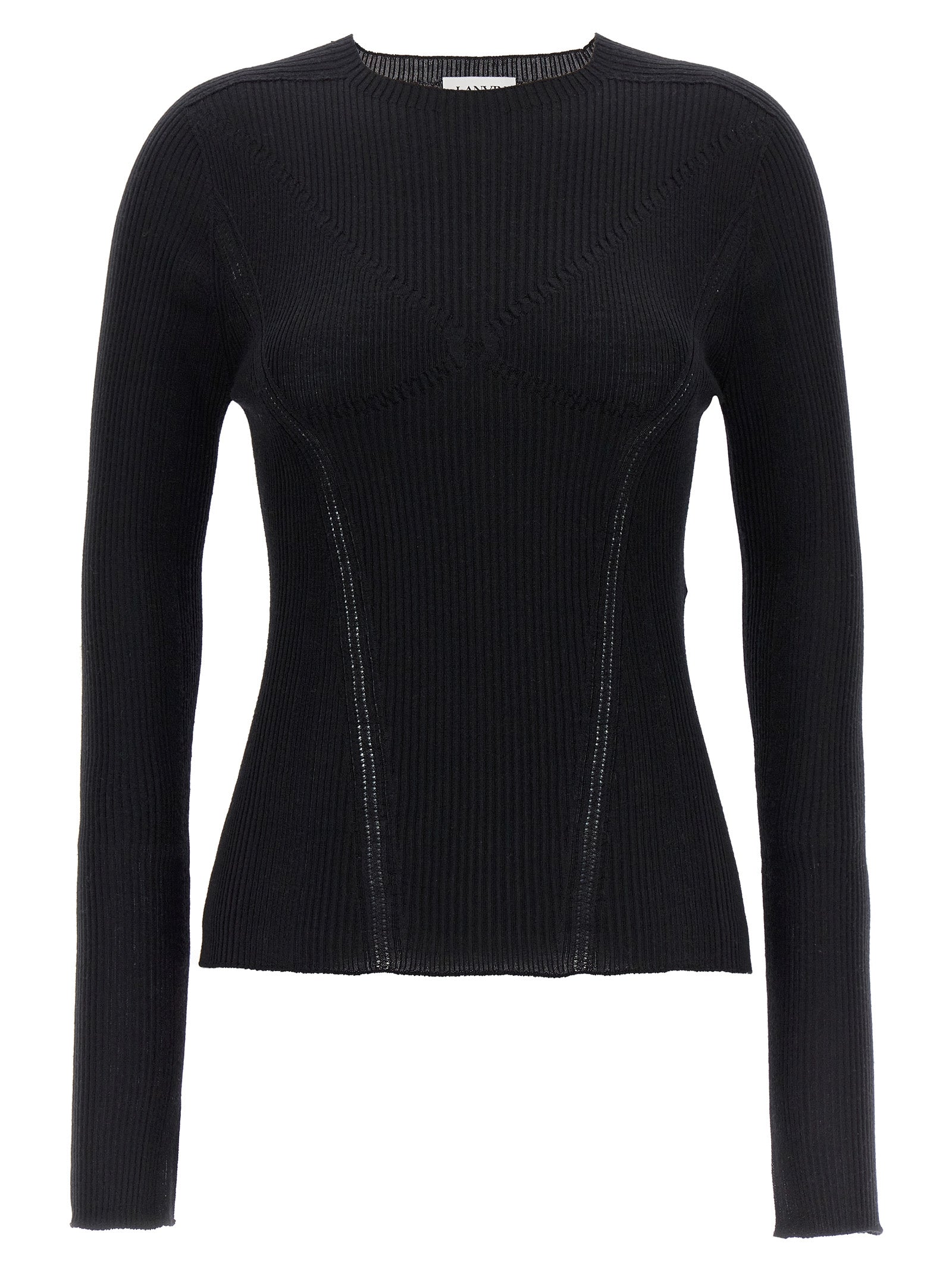 Cardigan by Lanvin for women in cashmere silk black features an impeccable silhouette, showcasing a sophisticated and detail for a truly impeccable finish.