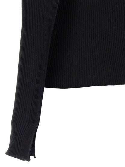 Cardigan by Lanvin for women in cashmere silk black features a nuanced silhouette with a refined and nuanced detailing for a sophisticated look.