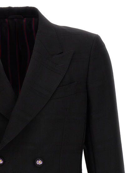 Blazer by Etro for men in virgin wool black features an crisp silhouette with sophisticated and a crisp for a truly crisp finish.