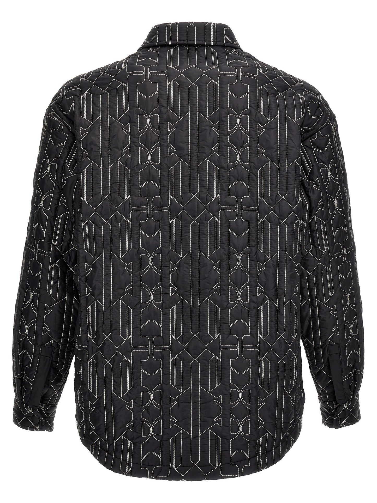 Windbreaker Jacket by Palm Angels for men in nylon gray, patterned & monogram features an enduring silhouette, showcasing technical pockets, insulated & windproof and a sophisticated shirt-collar neckline for a truly enduring aesthetic.