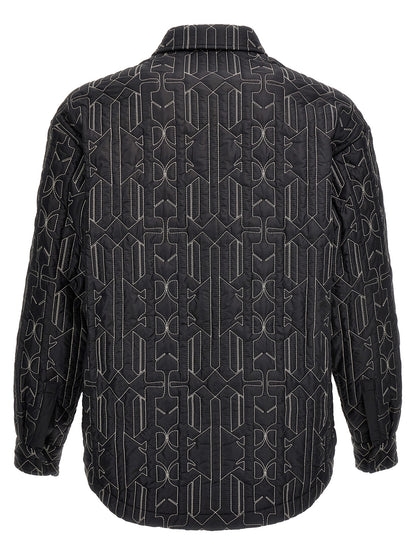 Windbreaker Jacket by Palm Angels for men in nylon gray, patterned & monogram features an enduring silhouette, showcasing technical pockets, insulated & windproof and a sophisticated shirt-collar neckline for a truly enduring aesthetic.