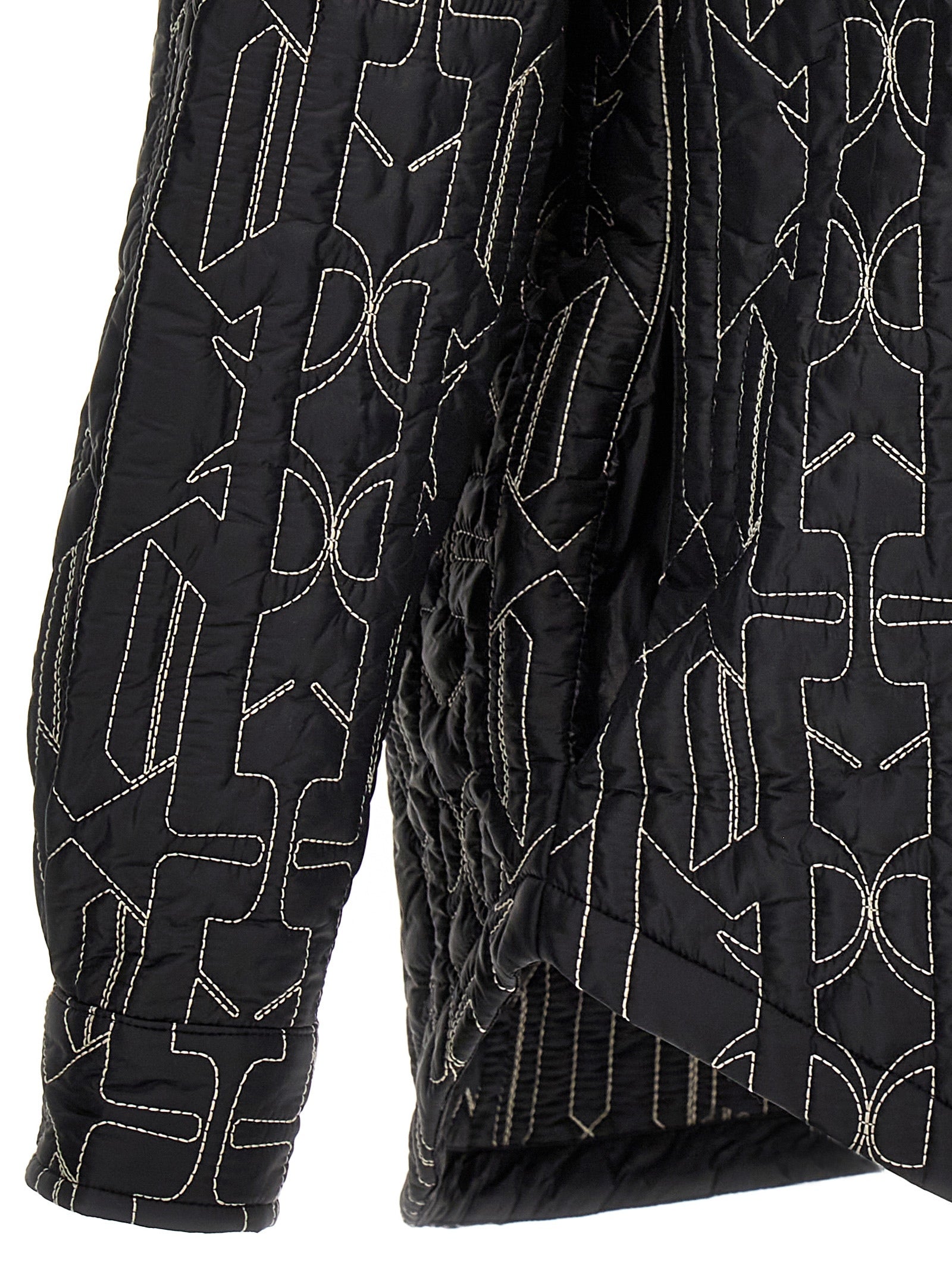 Windbreaker Jacket by Palm Angels for men in nylon gray, patterned & monogram features an enduring silhouette, showcasing technical pockets, insulated & windproof and a sophisticated for a truly enduring aesthetic.