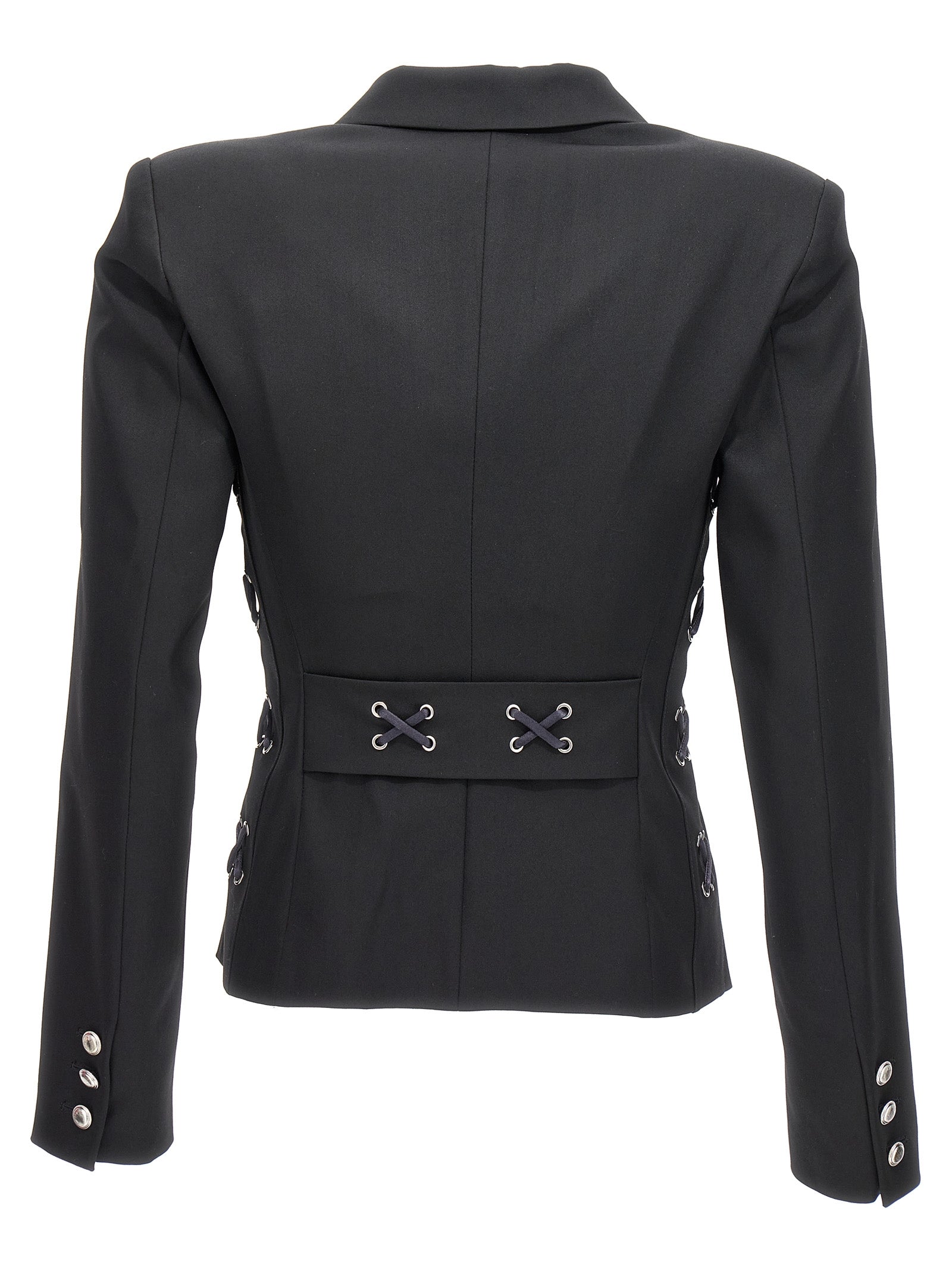 Blazer by Alessandra Rich for women in wool black showcases a polished silhouette, highlighted by a refined and polished for a sophisticated finish.