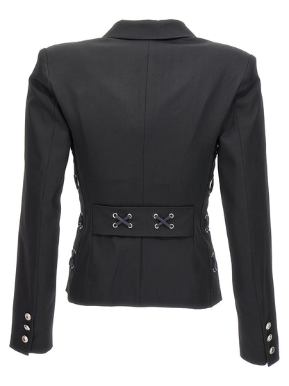 Blazer by Alessandra Rich for women in wool black showcases a polished silhouette, highlighted by a refined and polished for a sophisticated finish.