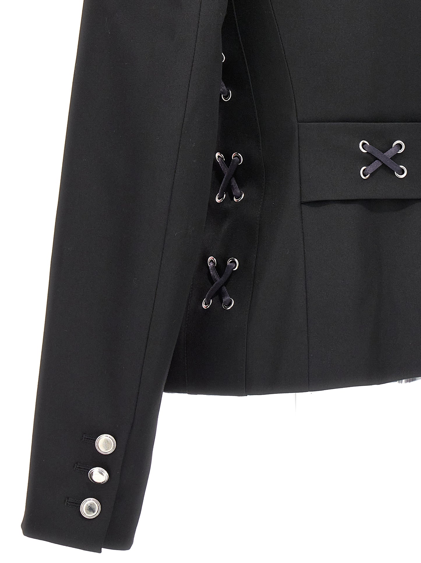 Blazer by Alessandra Rich for women in wool black features an stylish silhouette, showcasing a sophisticated and stylish for a truly stylish finish.