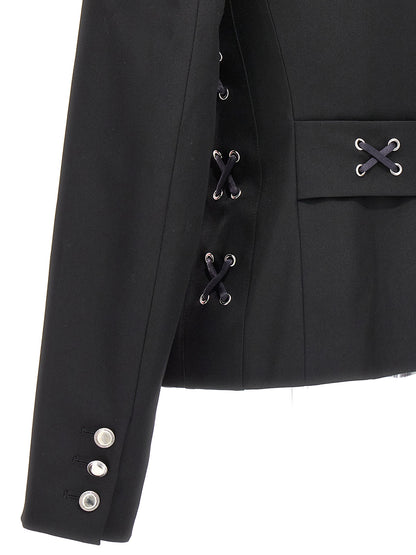 Blazer by Alessandra Rich for women in wool black features an stylish silhouette, showcasing a sophisticated and stylish for a truly stylish finish.