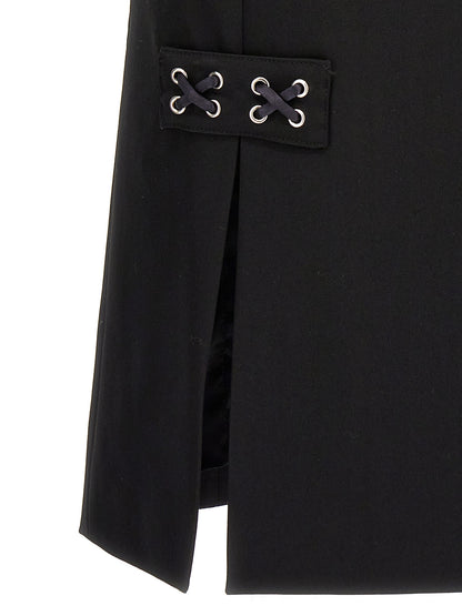Skirt by Alessandra Rich for women in wool black features an relaxed-yet-refined silhouette that elegantly showcases the Women's Wool Midi Skirt design and sophisticated midi.