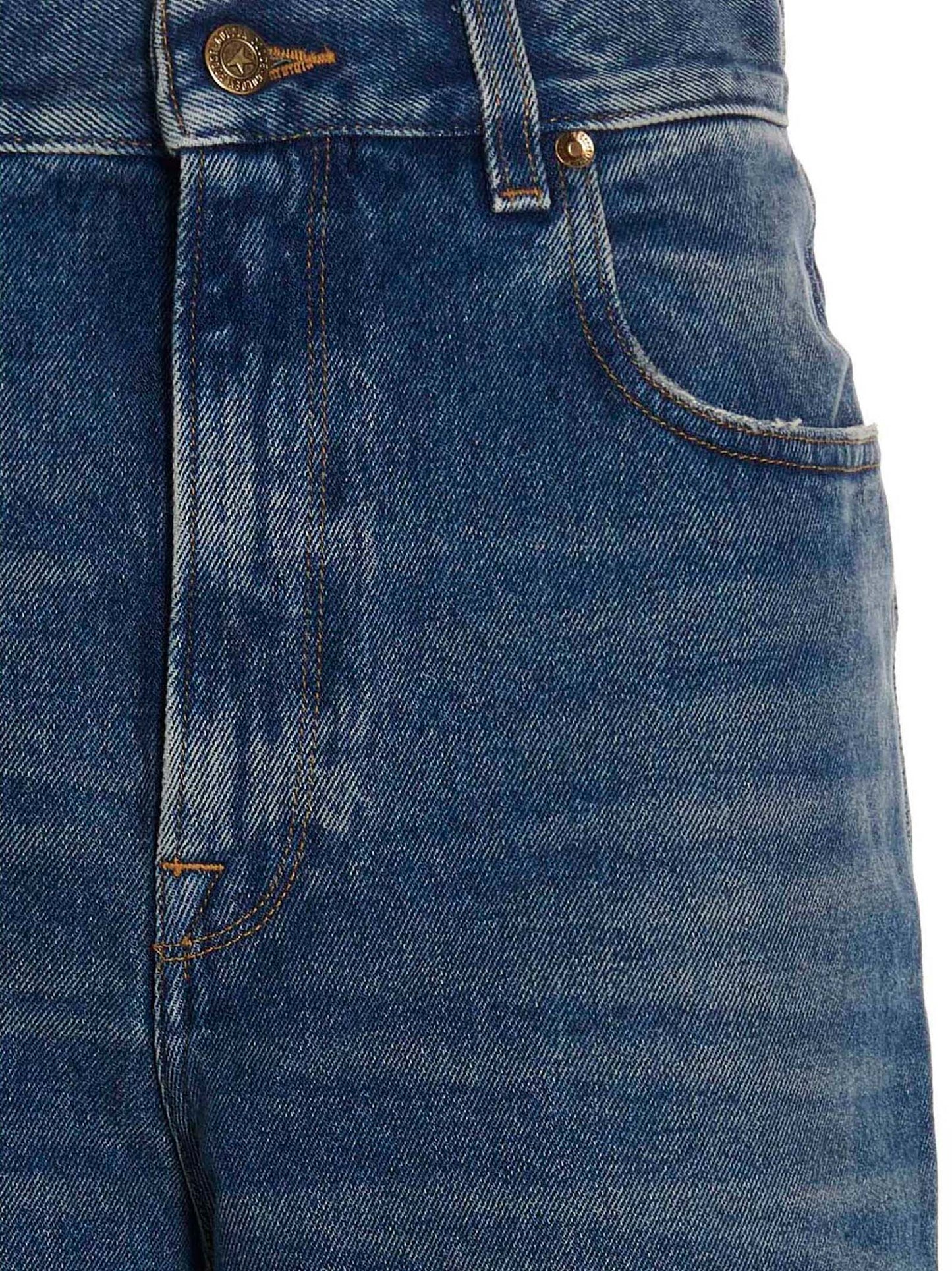 Jeans by Golden Goose for women in denim cotton blue features an sophisticated and straight-leg & relaxed-fit with a precise long, creating a sophisticated and sophisticated silhouette.