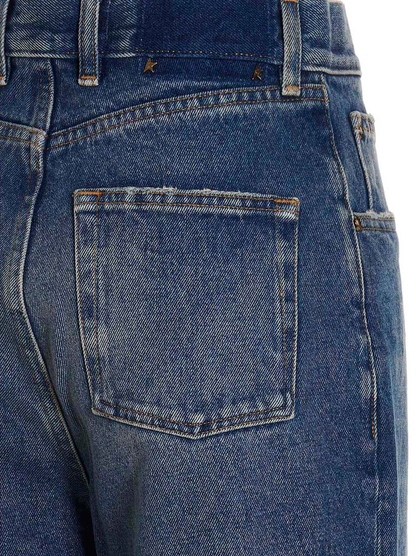 Jeans by Golden Goose for women in denim cotton blue features an refined tailoring silhouette, showcasing a premium straight-leg & relaxed-fit with a and long cut for a refined tailoring look.
