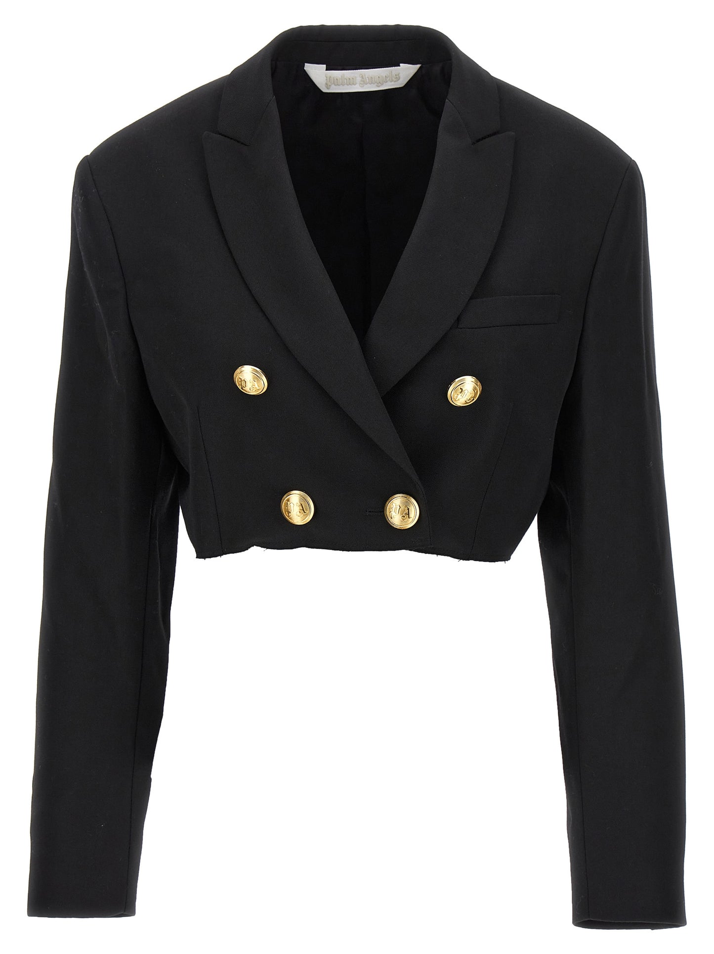 Blazer by Palm Angels for women in wool & polyester black & gold features an crisp silhouette with sophisticated and a crisp for a truly crisp finish.