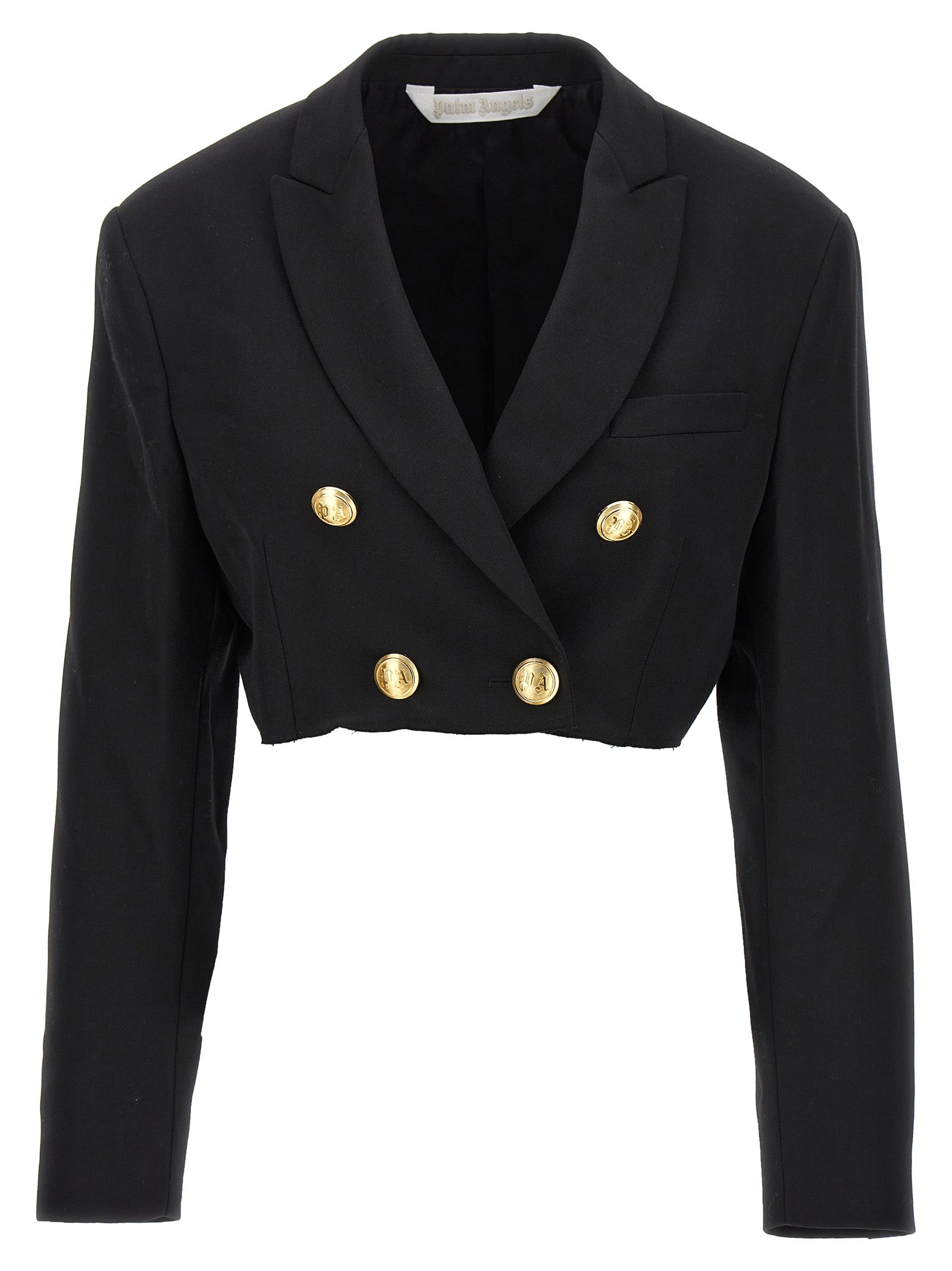Blazer by Palm Angels for women in wool & polyester black & gold features an crisp silhouette with sophisticated and a crisp for a truly crisp finish.