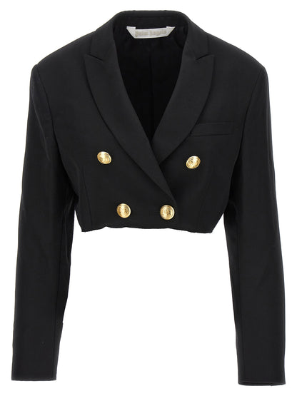 Blazer by Palm Angels for women in wool & polyester black & gold features an crisp silhouette with sophisticated and a crisp for a truly crisp finish.
