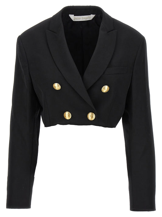 Blazer by Palm Angels for women in wool & polyester black & gold features an crisp silhouette with sophisticated and a crisp for a truly crisp finish.