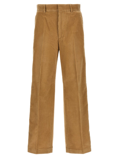 Casual Pants by Palm Angels for men in cotton corduroy beige presents a tailored silhouette, showcasing a tailored and long cut with a refined for a truly tailored aesthetic.