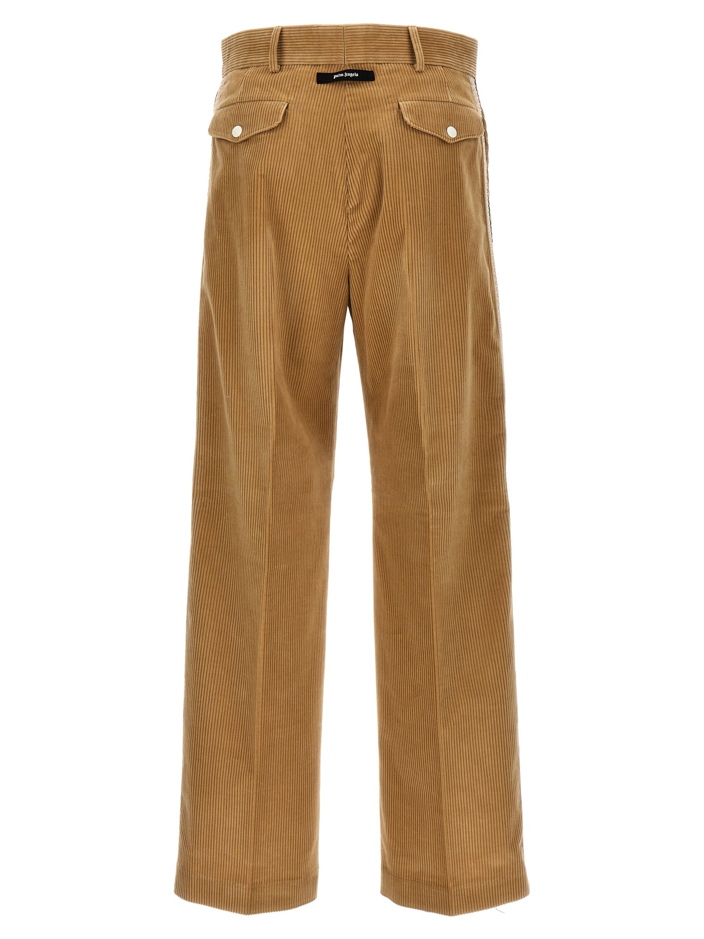 Casual Pants by Palm Angels for men in cotton corduroy beige features a polished silhouette with a polished , reaching a polished long and finished with a polished .