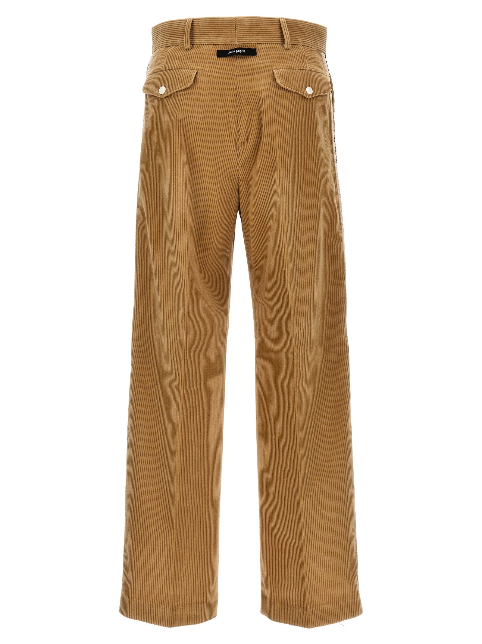 Casual Pants by Palm Angels for men in cotton corduroy beige features a polished silhouette with a polished , reaching a polished long and finished with a polished .