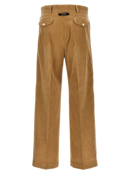 Casual Pants by Palm Angels for men in cotton corduroy beige features a polished silhouette with a polished , reaching a polished long and finished with a polished .