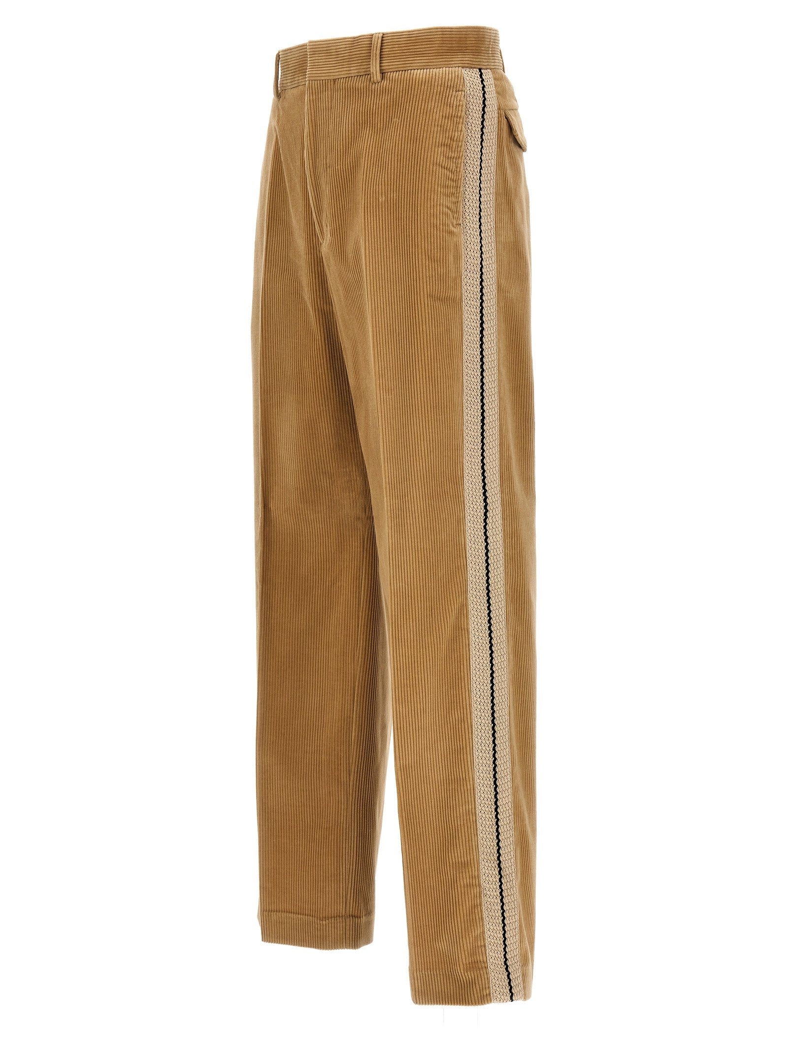 Casual Pants by Palm Angels for men in cotton corduroy beige features an refined tailoring silhouette, showcasing a premium with a and long cut for a refined tailoring look.