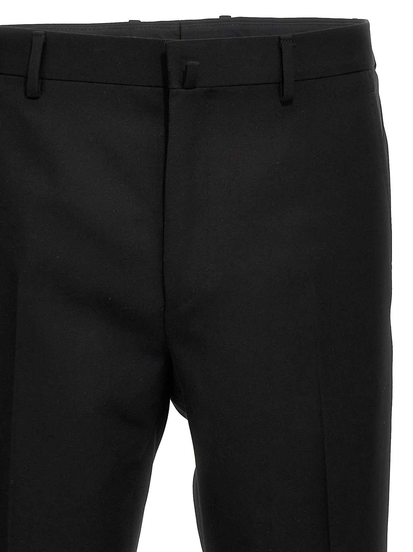 Trousers by Lanvin for men in satin wool black presents a perennial silhouette, meticulously tailored with a cut, long finish, and an elegant .