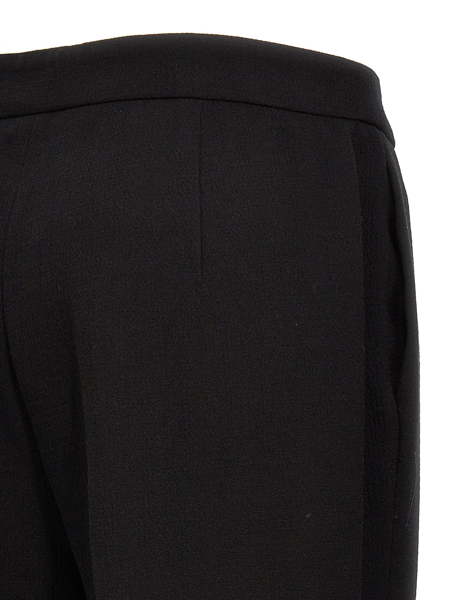Chinos Pants by Moschino for women in viscose wool crepe black features an perennial wide and long, expertly tailored with a perennial for a refined silhouette.