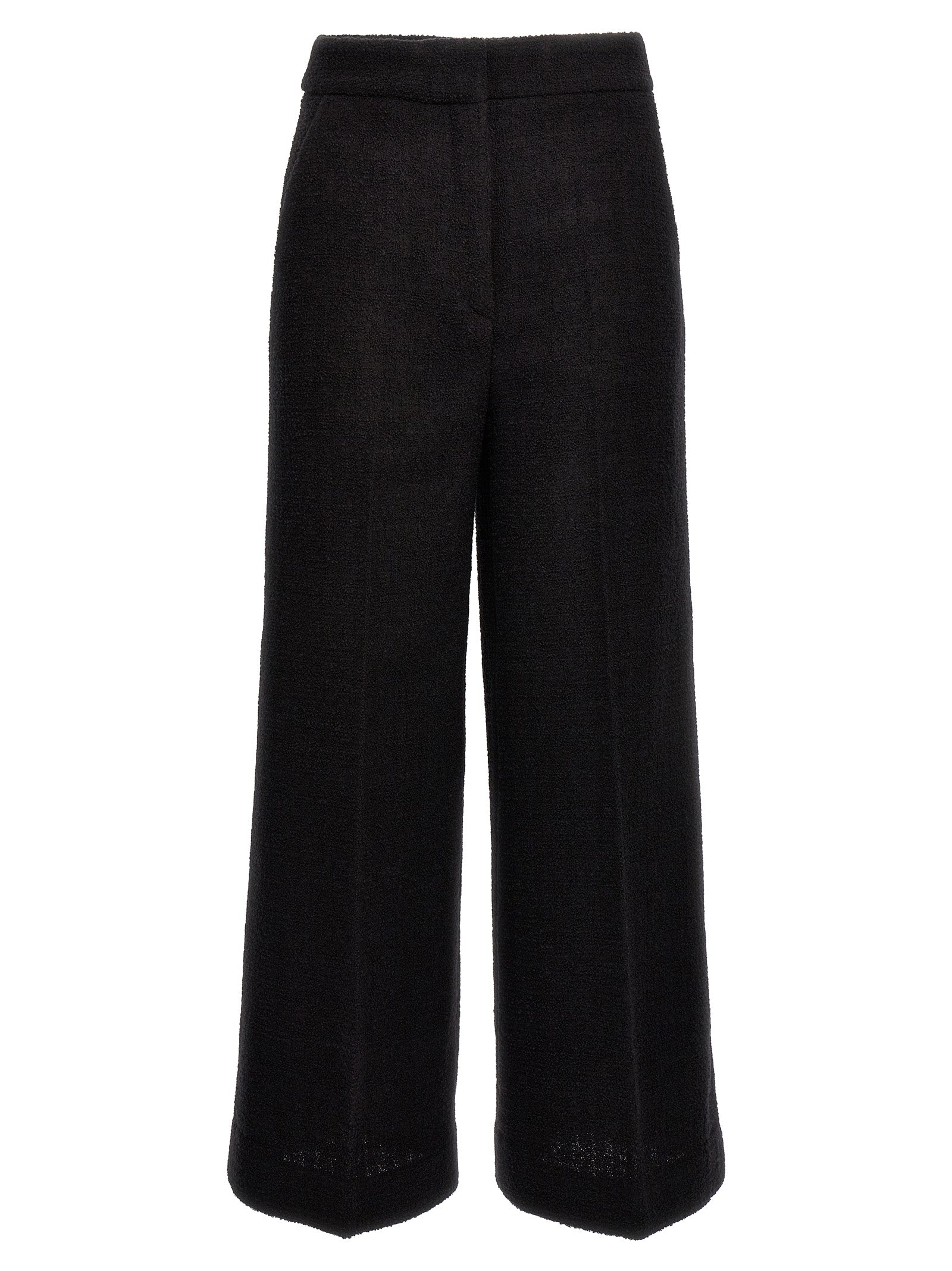 Chinos Pants by Moschino for women in polyamide wool black features an perennial cropped and cropped, expertly tailored with a perennial for a refined silhouette.