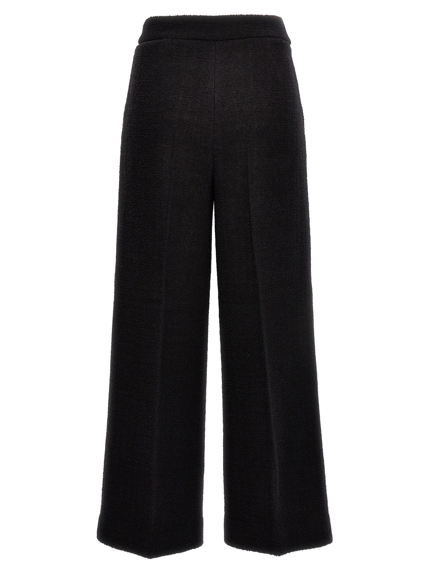 Chinos Pants by Moschino for women in polyamide wool black features an sharp cropped and cropped with a , highlighting a sharp silhouette for a sophisticated look.
